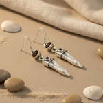Load image into Gallery viewer, 925 Silver Pearl Drop Earrings with Garnet Gemstone | For Women
