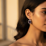 Load image into Gallery viewer, 925 Silver Amethyst Square Earrings for Women | Gemstone Jewelry
