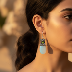 将图像加载到图库查看器中， 925银蓝色玉髓橄榄石耳环（女士款）| 礼物
