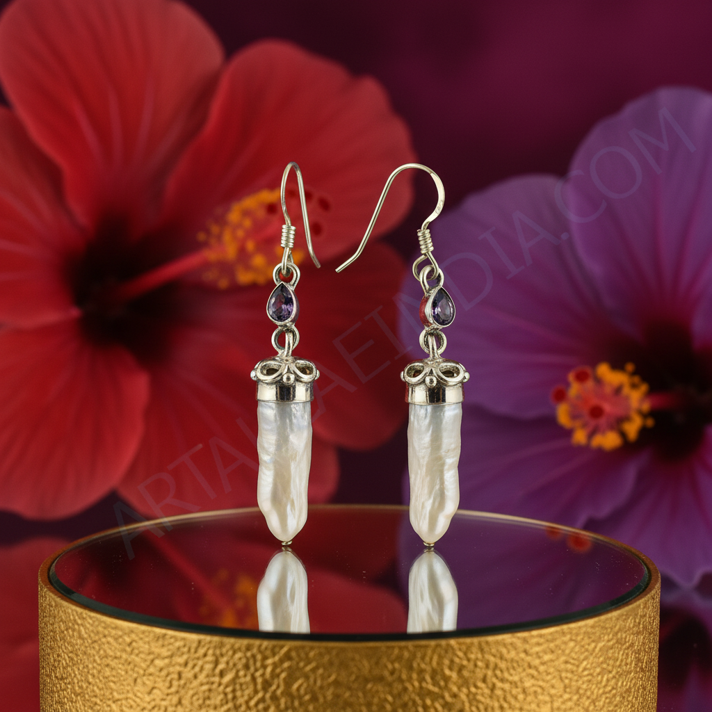 925 Silver Pearl Drop Earrings for Women | Dangle Earrings