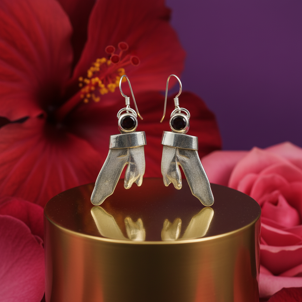 Pendientes colgantes de plata con forma de mano | Pendientes de plata de ley para mujer