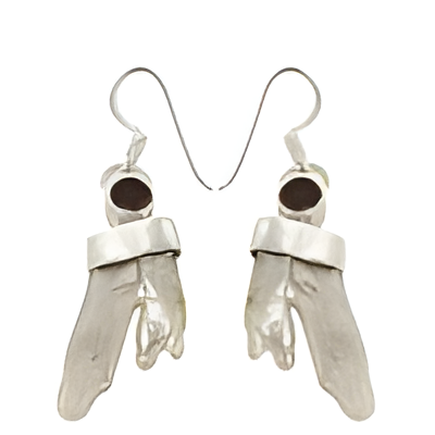 Sterling silver dangle earrings with hand design; silver drop earrings for women