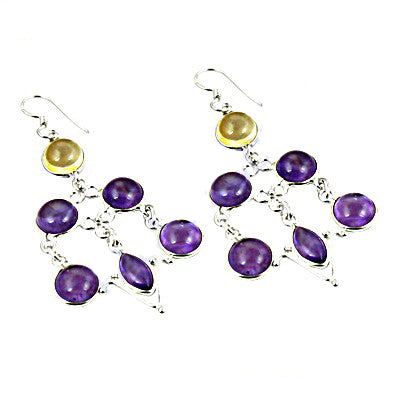 925 Silver Amethyst Drop Earrings for Women | Gemstone Jewelry