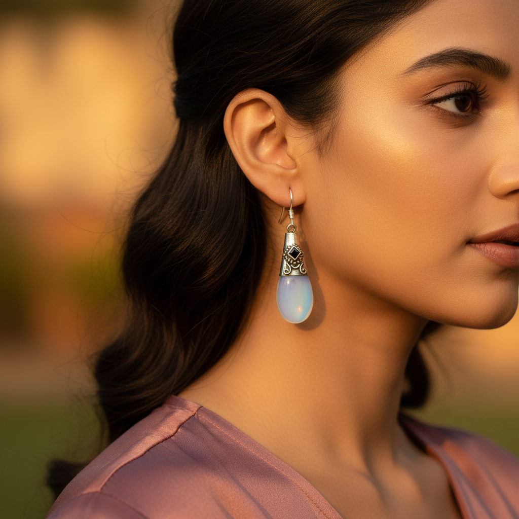 925 silver blue opal drop earrings for women | gift jewelry