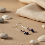 将图像加载到图库查看器中， Silver Dangle Earrings with Purple Gemstones | For Women
