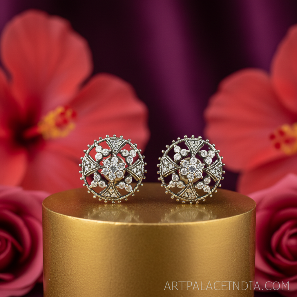 女士银色立方氧化锆耳钉 | 礼品首饰