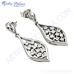 将图像加载到图库查看器中， 925 sterling silver dangle earrings with sparkling cubic zirconia stones
