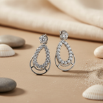 将图像加载到图库查看器中， Silver Teardrop Stud Earrings with White CZ | Women's Jewelry Gift
