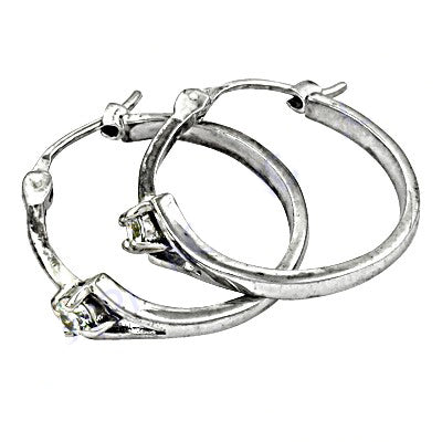 925 Sterling Silver Hoop Earrings with Gemstone | For Women