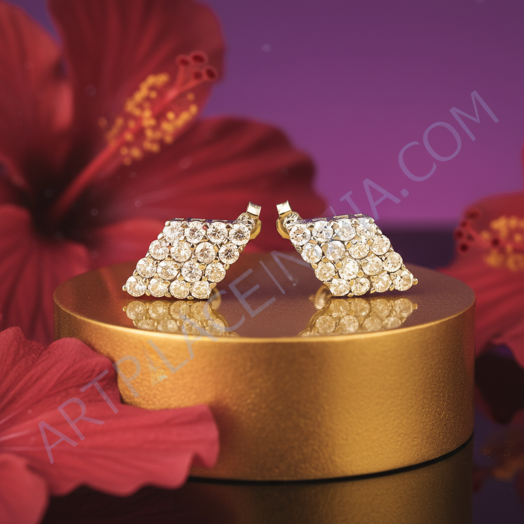 女士银质立方氧化锆耳钉