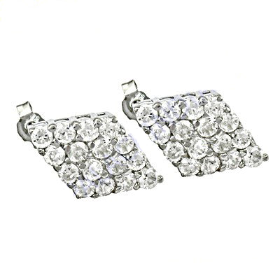 Silver stud earrings with cubic zirconia for women