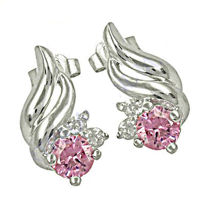 925 Silver Pink Stud Earrings | Gemstone Jewelry for Women
