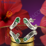 将图像加载到图库查看器中， 925纯银祖母绿耳环 | 女士耳钉
