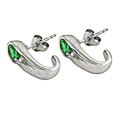 925 silver emerald green earrings | stud jewelry for women