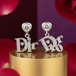 将图像加载到图库查看器中， 银色迪奥风格耳钉，镶嵌锆石 | 女士
