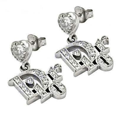 Silver Dior Inspired Stud Earrings with CZ Crystals | For Women