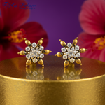 Load image into Gallery viewer, Gold Floral Stud Earrings with Cubic Zirconia | Women&#39;s Jewelry
