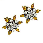 Load image into Gallery viewer, gold plating Floral Stud Earrings with Cubic Zirconia | Women's Jewelry
