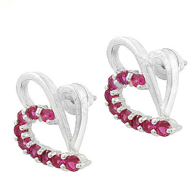 925 Silver Ruby Heart Stud Earrings for Women | Gift Jewelry