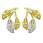 Load image into Gallery viewer, gold plating &amp; Silver Leaf Stud Earrings with CZ for Women | Art Palace
