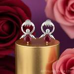 Load image into Gallery viewer, Silver Ruby Earrings | Floral Studs for Women | Gift Jewelry
