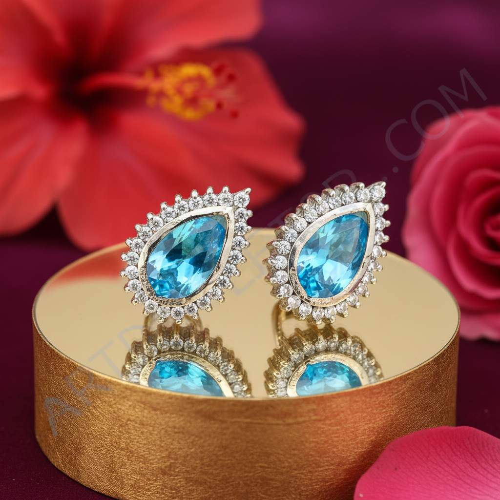 女士银蓝色宝石耳环 | 璀璨珠宝