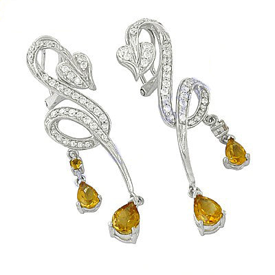 925 Silver Citrine Dangle Earrings for Women | Gemstone Jewelry