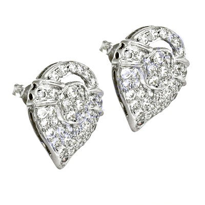 925 Silver Diamond Stud Earrings | Heart Shaped Earrings for Women
