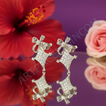 将图像加载到图库查看器中， 银色蝴蝶结耳钉，镶嵌立方氧化锆 | 女士珠宝
