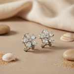 将图像加载到图库查看器中， Floral Stud Earrings with Cubic Zirconia | Women's Jewelry Gift
