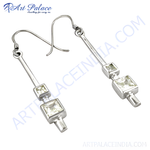 将图像加载到图库查看器中， 925 sterling silver dangle earrings with sparkling cubic zirconia stones.
