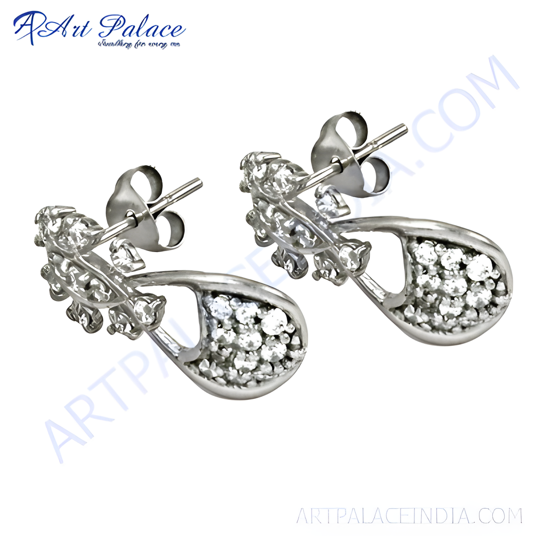 925 sterling silver stud earrings with sparkling cubic zirconia stones, perfect for women.