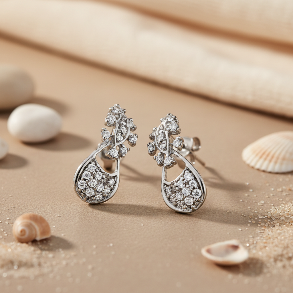 925 Silver Cubic Zirconia Stud Earrings for Women | Gift Jewelry