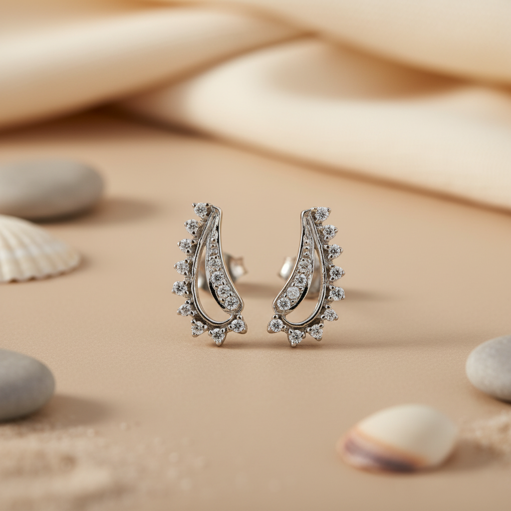 925 Silver Cubic Zirconia Stud Earrings | Women's Jewelry Gift
