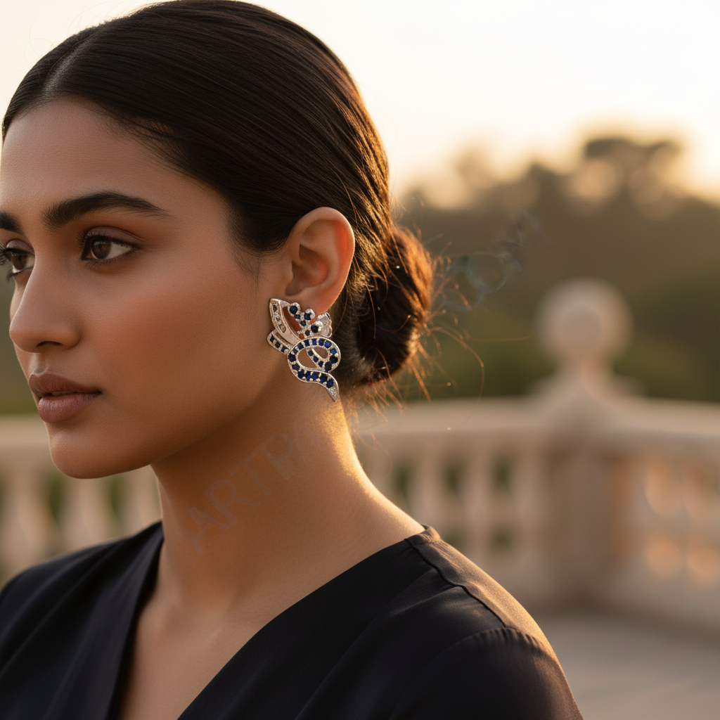 Pendientes de zafiro azul en plata 925 para mujer | Joyería delicada