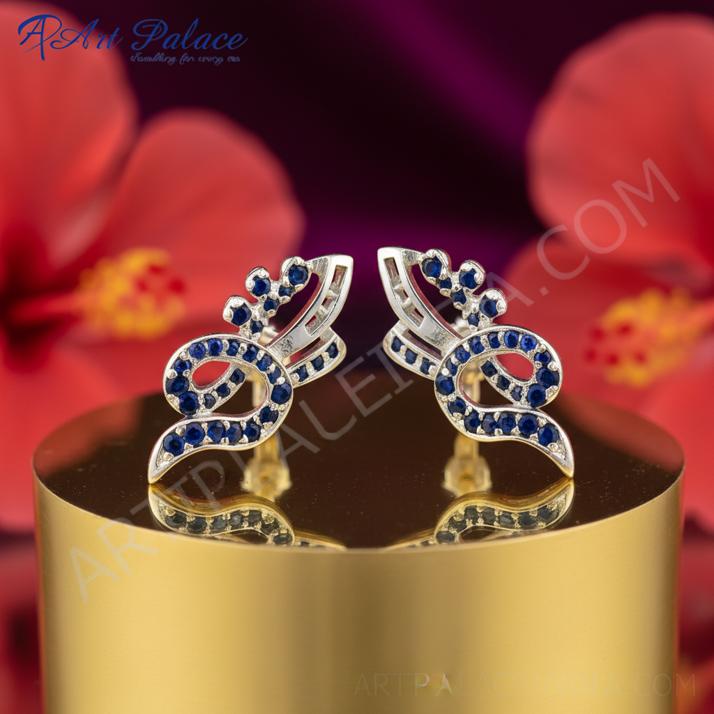 Pendientes de zafiro azul en plata 925 para mujer | joyería delicada