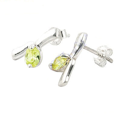 925 Silver Peridot Stud Earrings for Women | Green Gemstone Jewelry