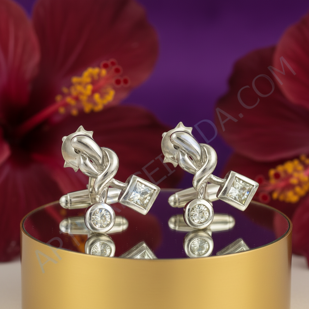 女士银色立方氧化锆耳环 | 日常佩戴首饰