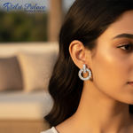 将图像加载到图库查看器中， 925纯银镶嵌立方氧化锆圆形耳钉（女士款）
