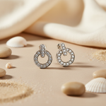 Load image into Gallery viewer, 925 Silver Cubic Zirconia Circle Stud Earrings for Women

