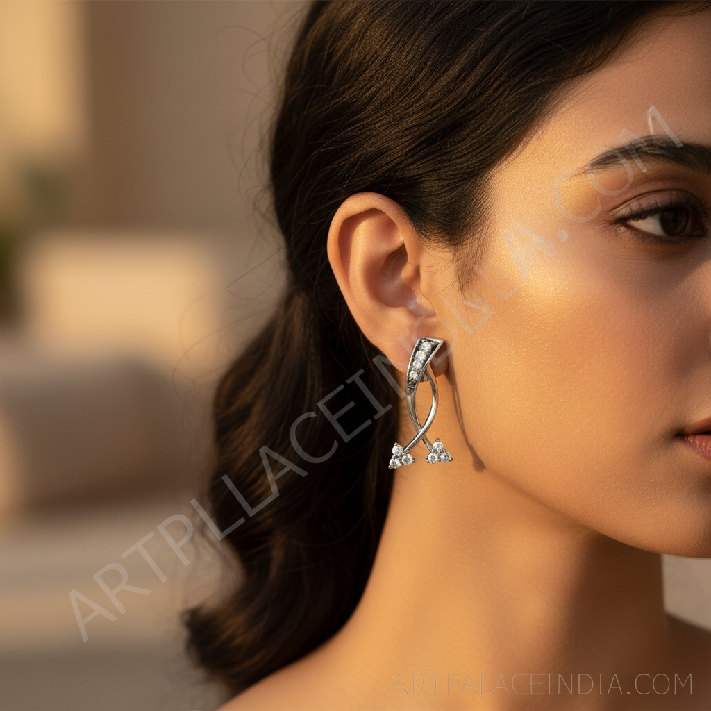 925纯银镶嵌立方氧化锆耳环（女士款）| 礼品首饰