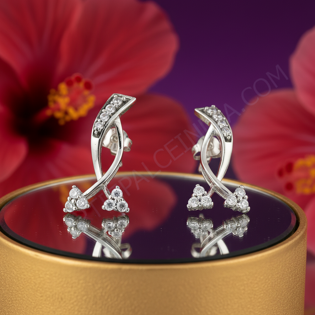 925纯银镶嵌立方氧化锆耳环（女士款）| 礼品首饰