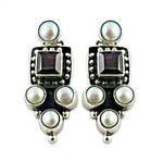 Load image into Gallery viewer, 925 Silver Pearl &amp; Garnet Earrings for Women | Dangle Earrings
