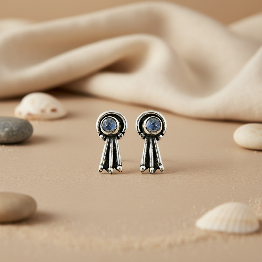 925 Silver Moonstone Stud Earrings for Women | Dainty Jewelry