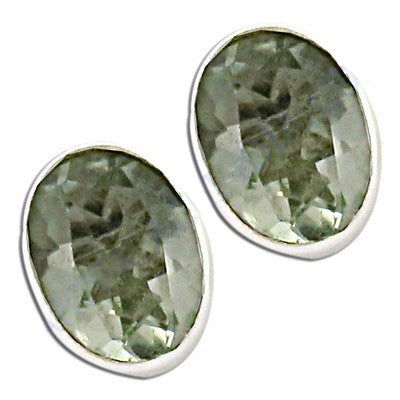 925 Silver Green Amethyst Stud Earrings for Women | Gift