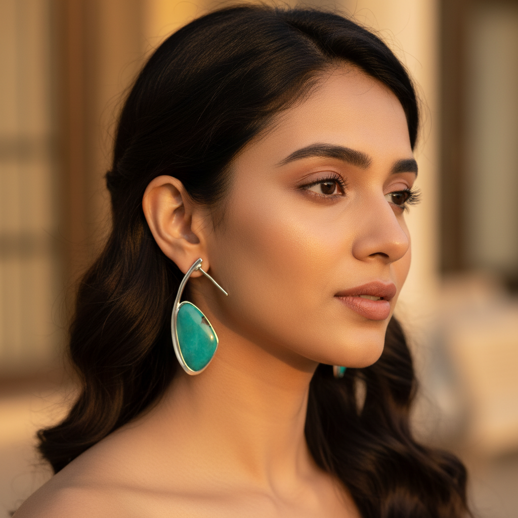925 Silver Turquoise Earrings for Women | Statement Jewelry
