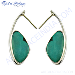Load image into Gallery viewer, 925 sterling silver drop earrings with turquoise gemstones in teal color
