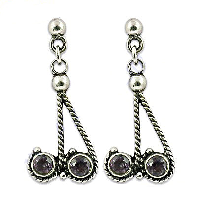 925 silver amethyst drop earrings for women | gemstone jewelry