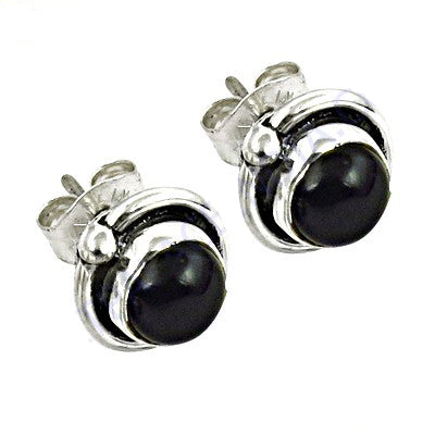 925 silver black onyx stud earrings for women | gemstone jewelry