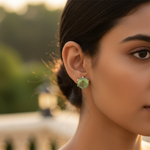 Load image into Gallery viewer, Green Gemstone Stud Earrings | 925 Silver | For Women
